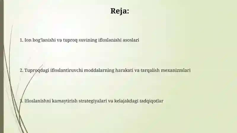 Ion Bog'lanishi va Tuproq Suvining Ifloslanishi Asoslari 2