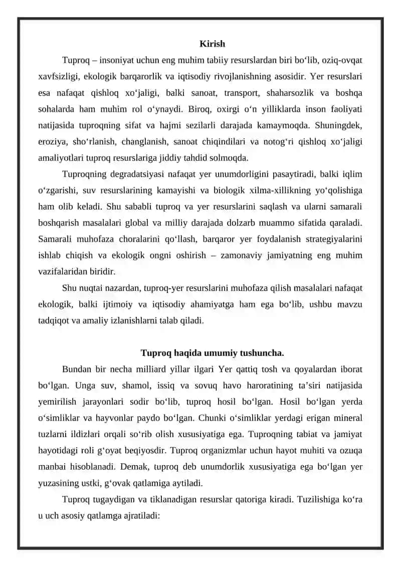 Tuproq-yer resurslari va ularni muhofaza qilish muammolari 2