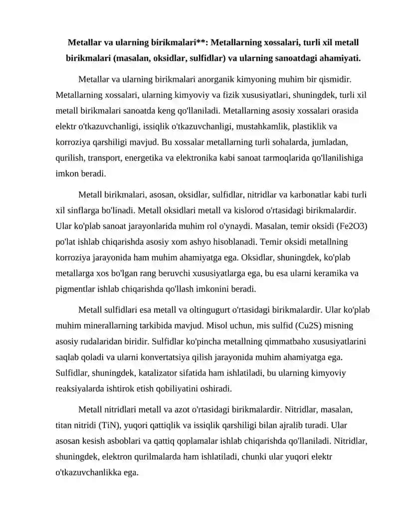 Anorganik birikmalarning eng muhim sinflari 2