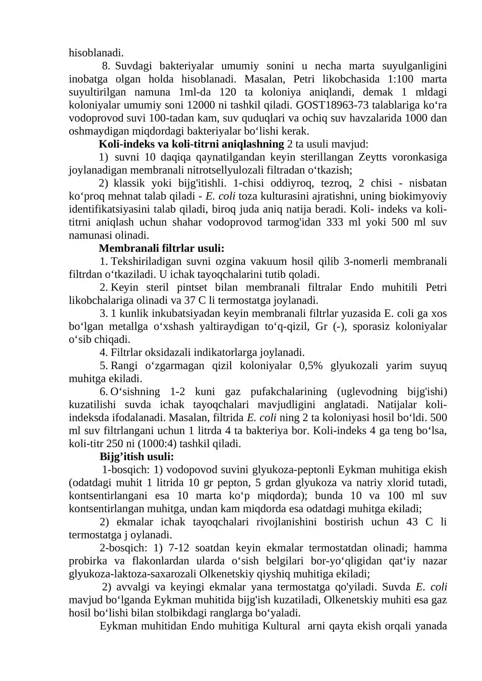 Suv mikroflorasini o’rganish 2