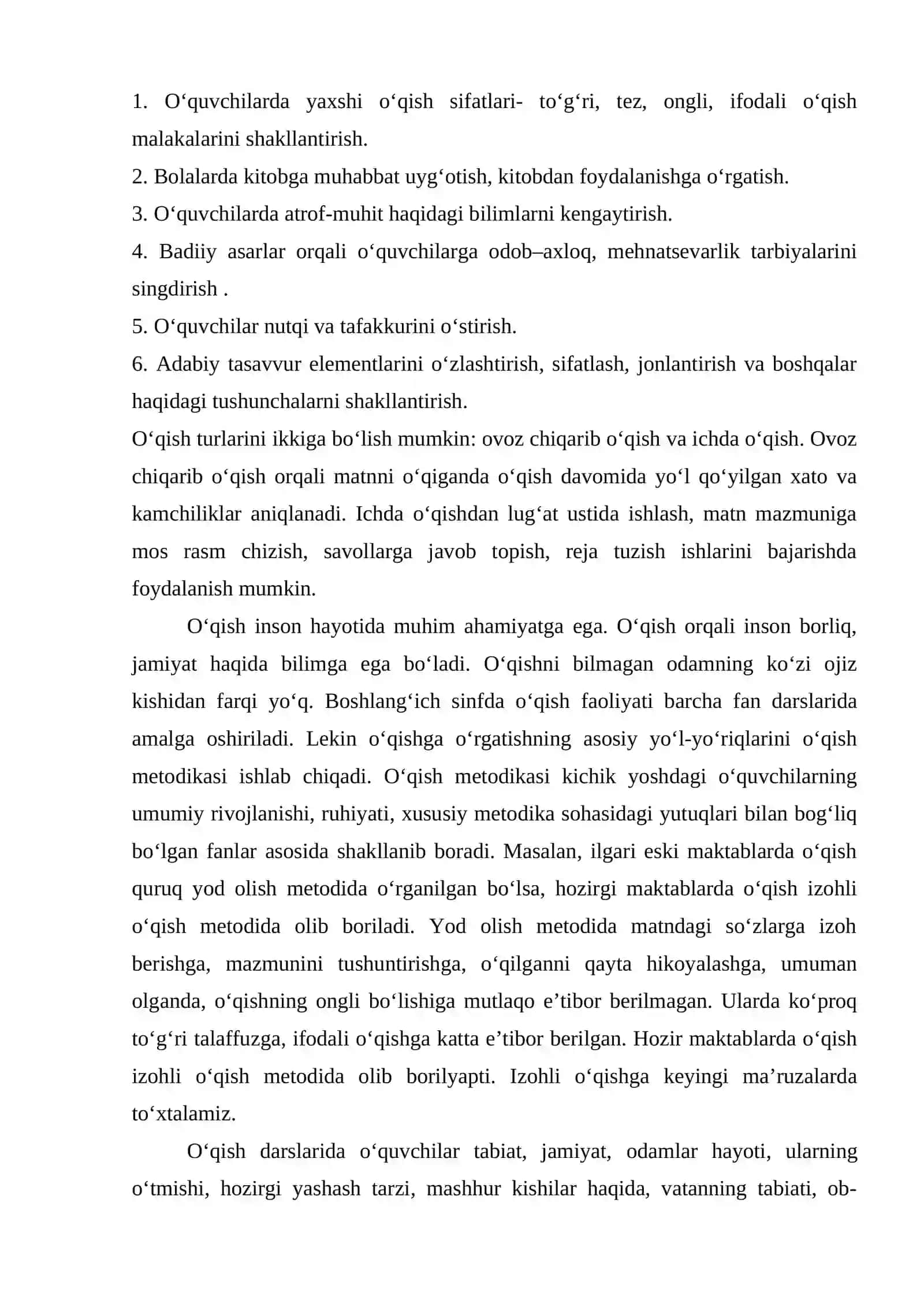 SINFDA VA SINFDAN TASHQARI O‘QISH METODIKASI 2