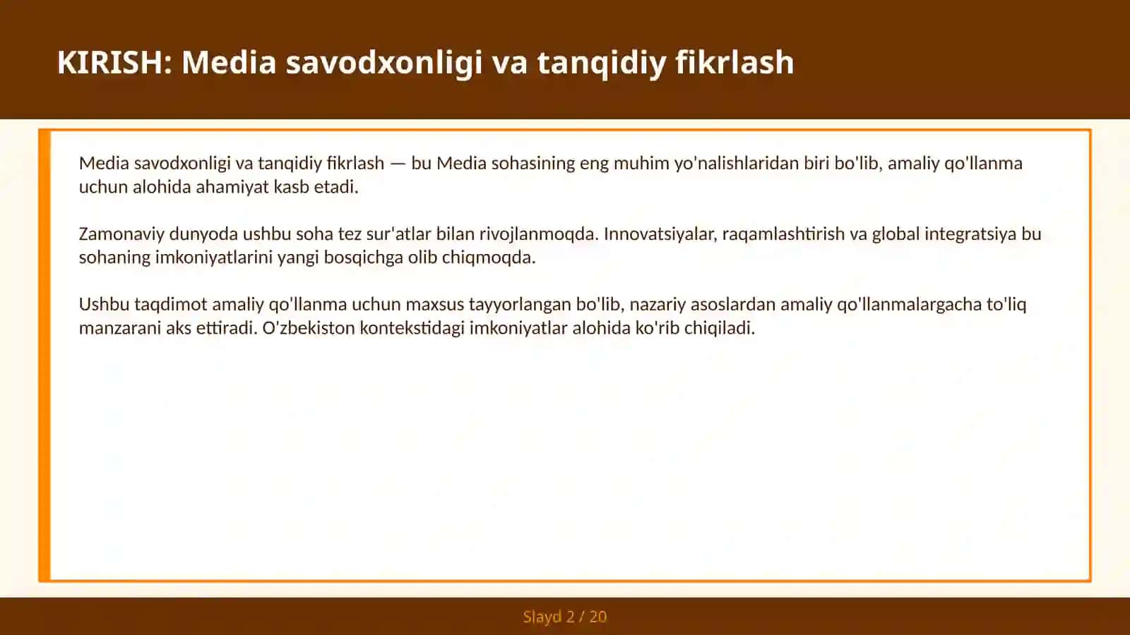 MEDIA SAVODXONLIGI VA TANQIDIY FIKRLASH 2