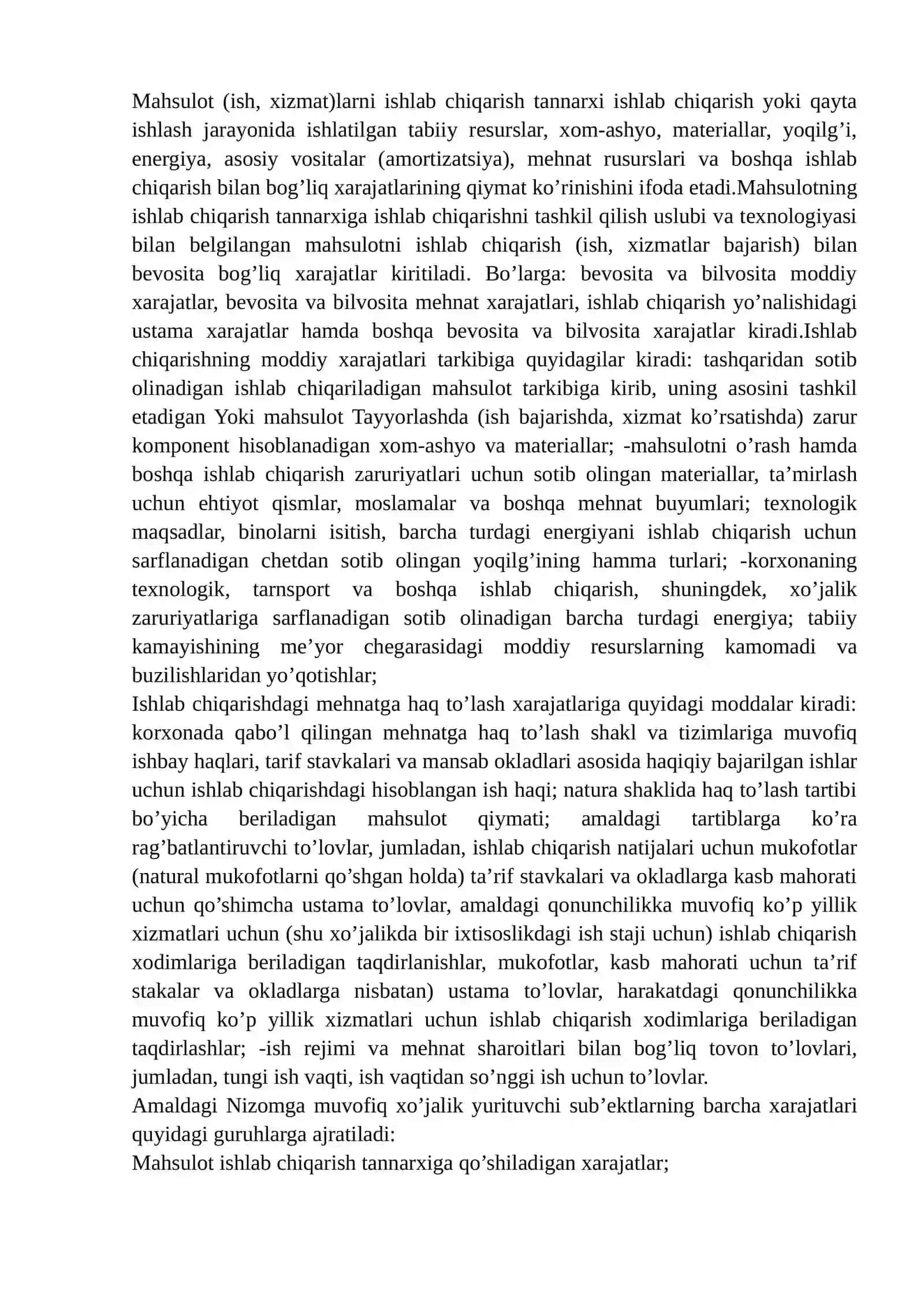 ISHLAB CHIQARISH VA NOISHLAB CHIQARISH XARAJATLARI 2