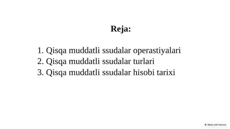 Qisqa muddatli ssuda operastiyalarning hisobi va rasmiylashtirilishi 2