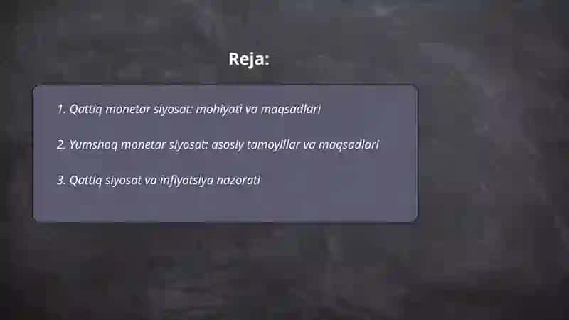 Qattiq va yumshoq monetar siyosat 2