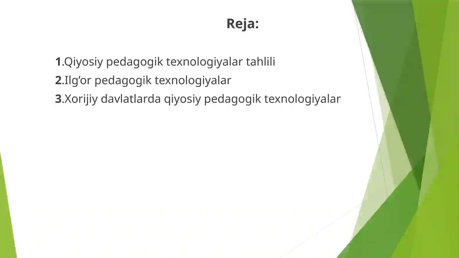 Maktabgacha ta'limda pedagogik faoliyatni tashkil etish fanidan tayyorlangan taqdimot 2