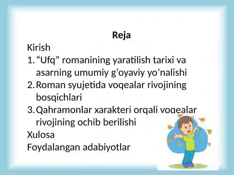 Said Ahmadning "Ufq"romanidagi voqealar rivojining tahlili 2
