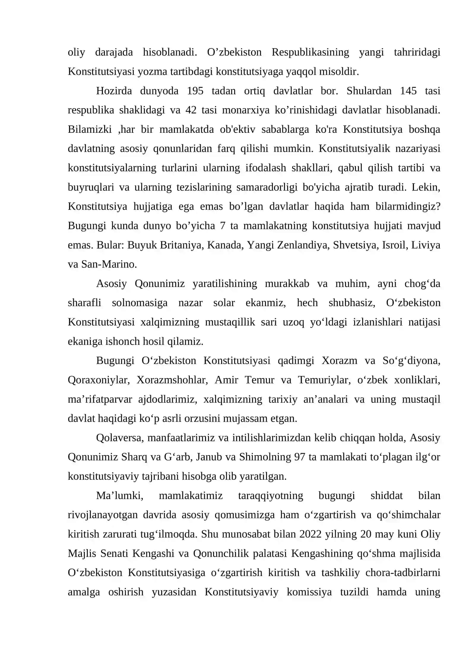 Yangi O’zbekiston Konstitutsiyasining Yaratilish Tarixi va Ahmiyati 2