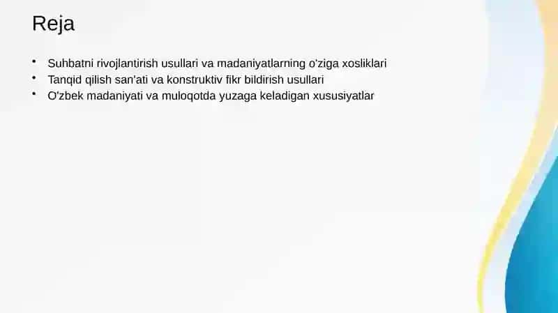 Suhbatni rivojlantirish va tanqid qilish 2