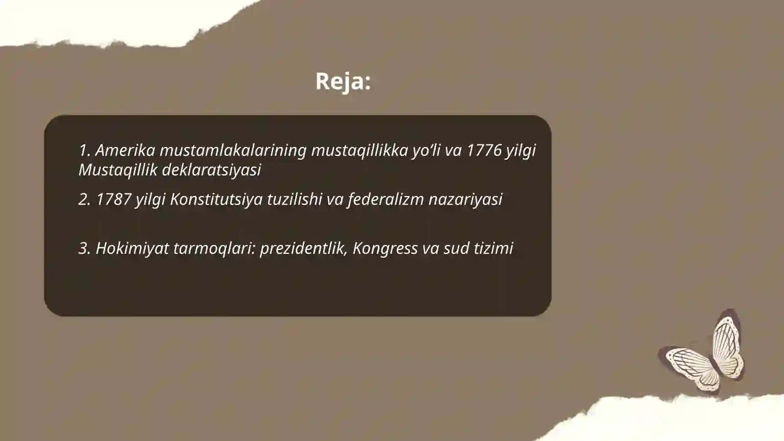 Yangi davrda Amerika Qo'shma Shtatlari davlati tarixi tashkil topishi va ijtimoiy va davlat tuzumi 2