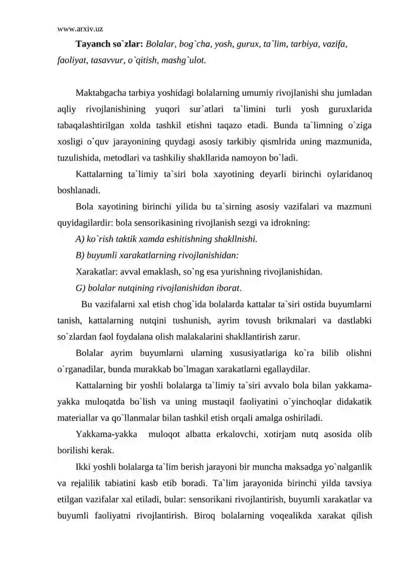 Maktabgacha tarbiya yoshidagi bolalarga ta`lim berish 2