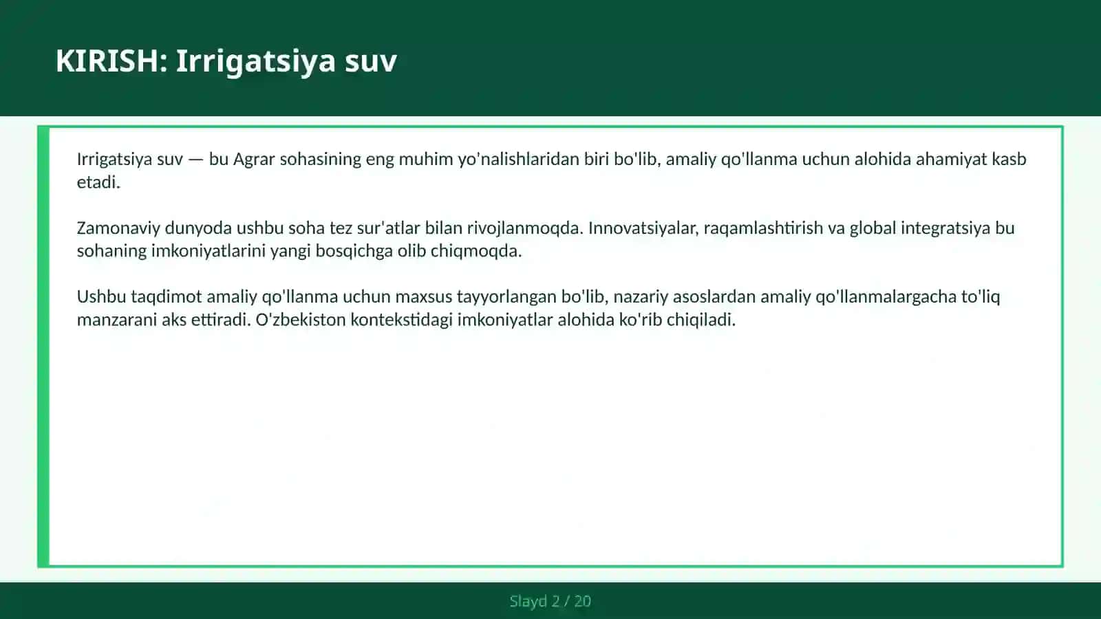 Irrigatsiya suv 2
