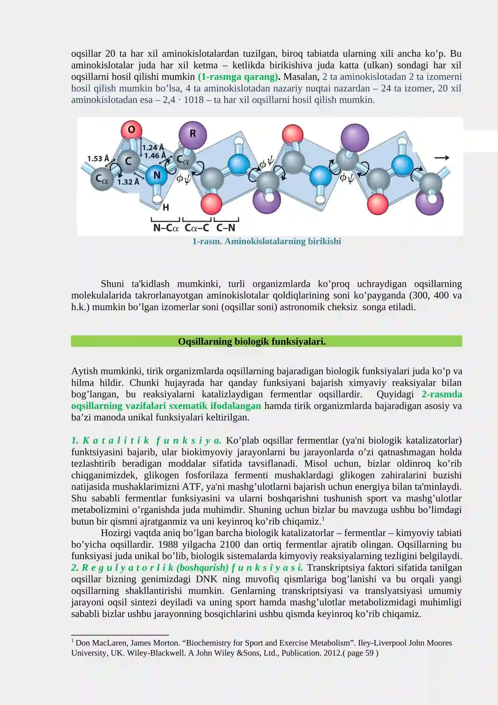 Oqsillar: tuzilishi, xossalari va biologik funksiyalari 2