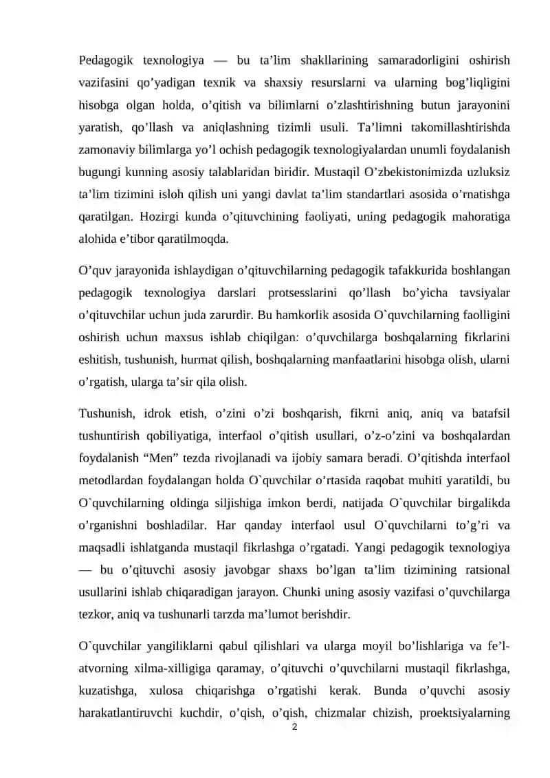Pedagogik texnologiya 2