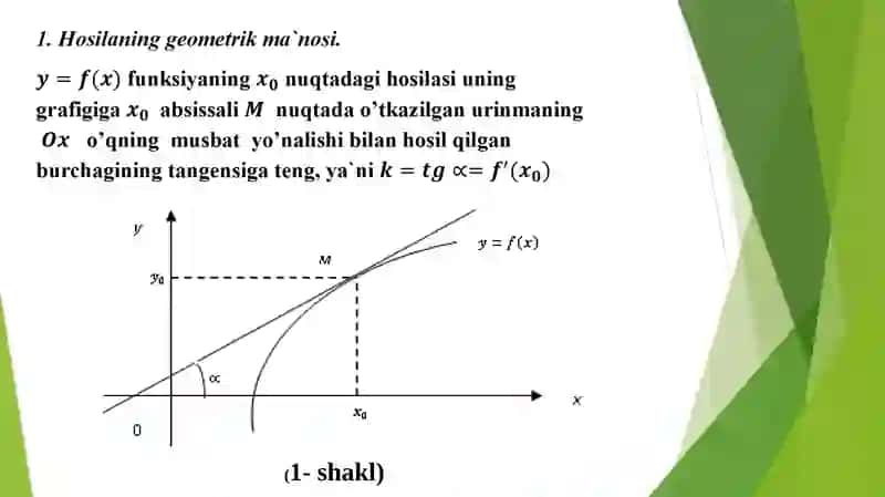 Hosilaning geometrik va mexanik ma`nosi 2