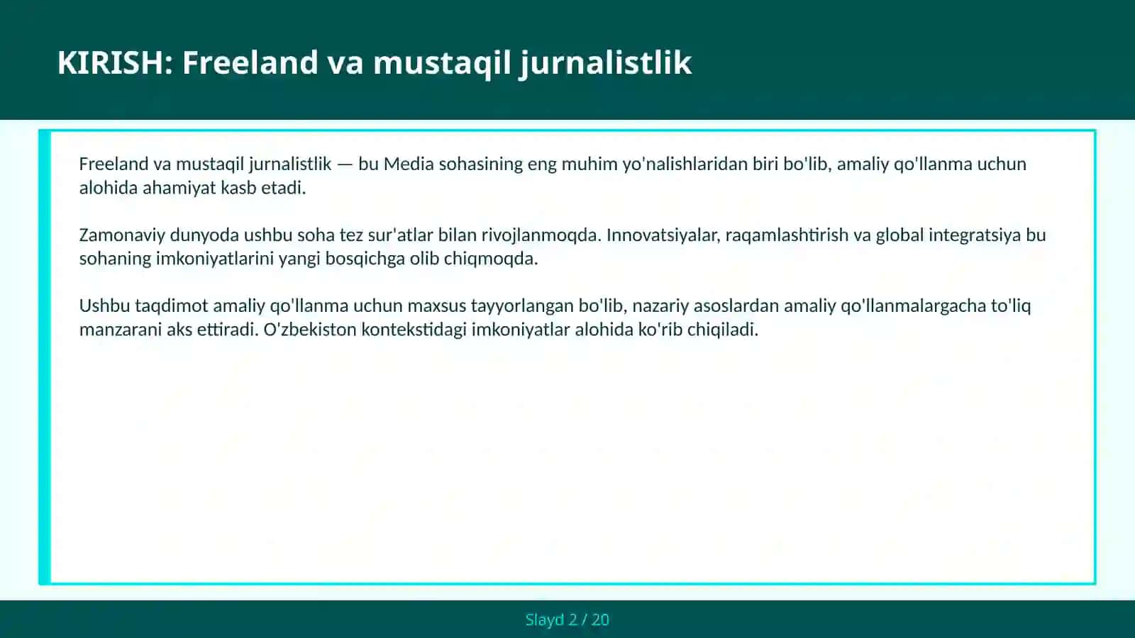 FREELAND VA MUSTAQIL JURNALISTLIK 2
