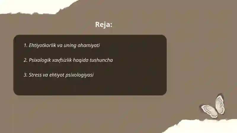 Ehtiyot psihalogiysi va faoliyat turi 2