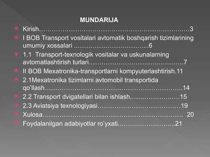 Transportlarni kompyuterli boshqarish tizimlarini tahlil etish va qo’llanma tayyorlash 2