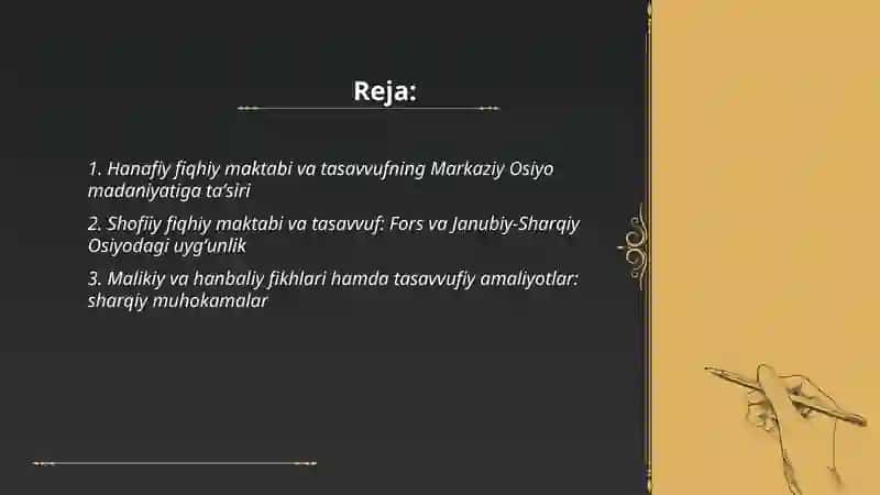 Islom fiqhiy maktablari.Tasavvuf taʼlimotining sharq madaniyatiga tasiri 2