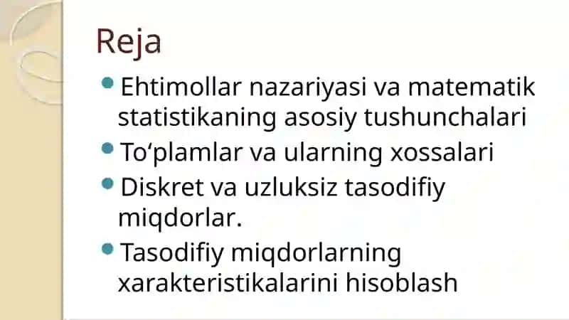 Ehtimollar nazariyasi va matematik statistika 2
