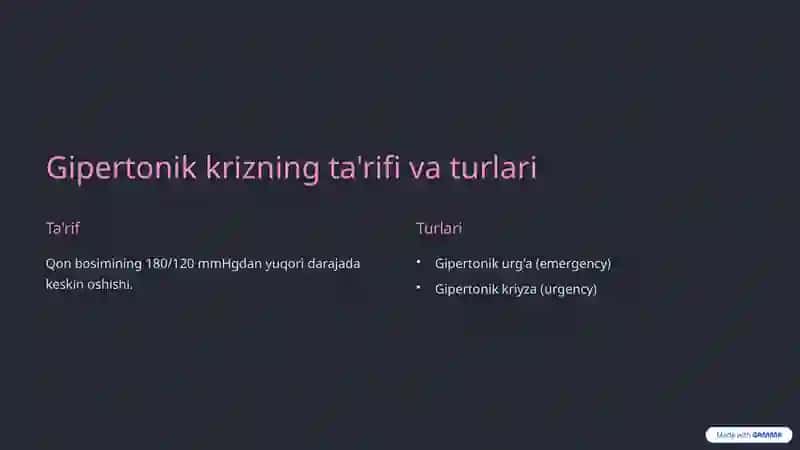 Gipertonik krizda ishlatiladigan dori vositalari 2