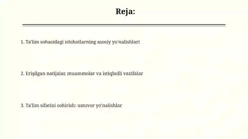 Ta'lim sohasidagi islohotlarning asosiy yo'nalishlari 2