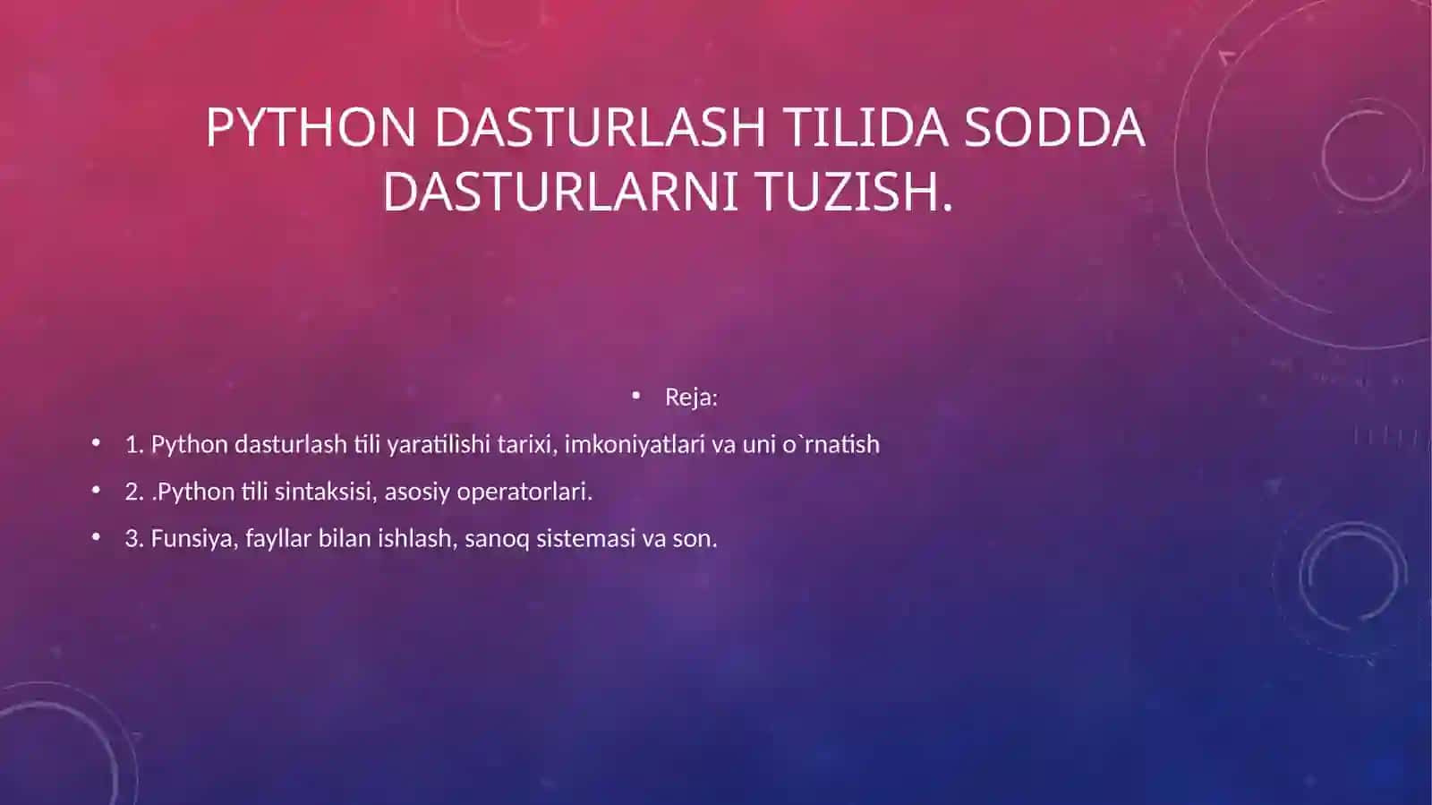 ZAMONAVIY DASTURLASH TILLARI FANIDAN TAYYORLAGAN mustaqilishi 2