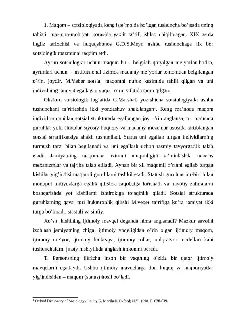 SOTSIAL STATUS VA ROLLAR VA ULARNING IJTIMOIY HAYOTDA TUTGAN O’RNI 2