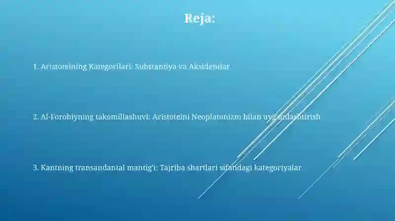 Aristotel, Farabi va Kant Ontologiyasida Kategoriyalarining Tasnifi 2