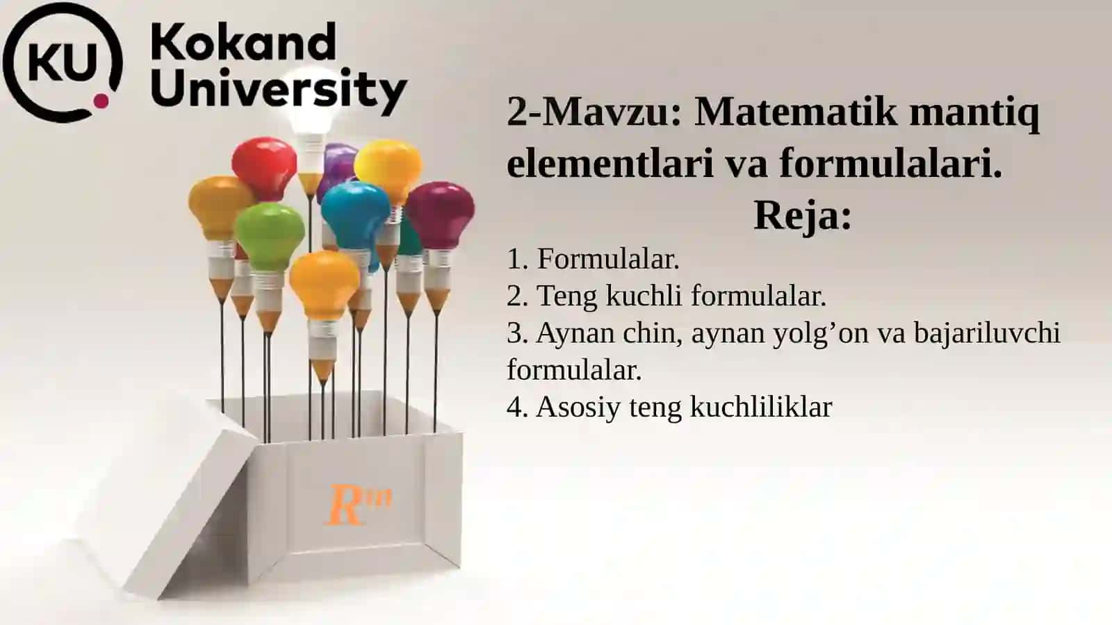 Matematik mantiq elementlari va formulalari 2