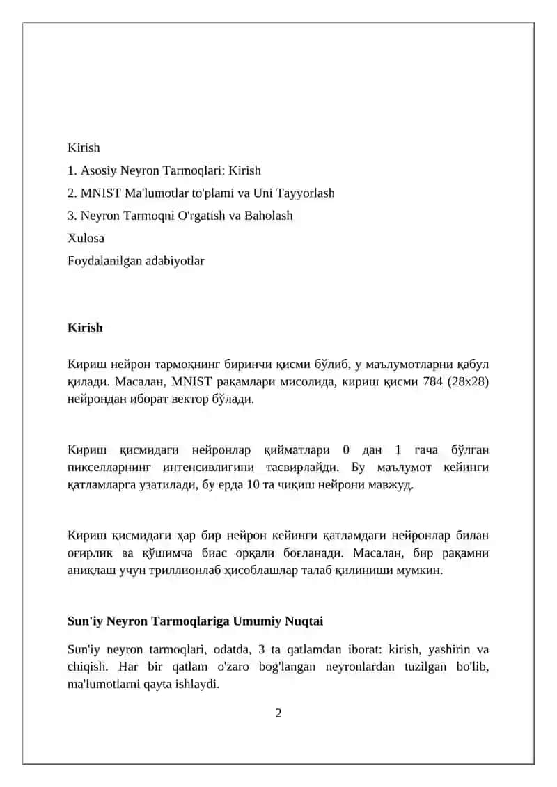 Neyron tarmoqlar asoslari - MNIST raqamlarini tanib olish 2