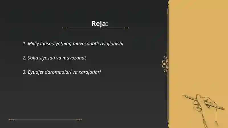 Milliy iqtisodiyotning muvozanati va nisbatlari 2