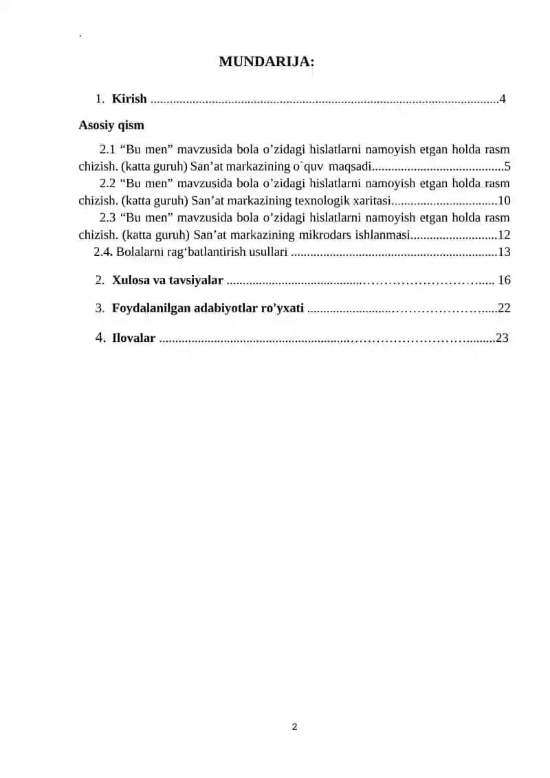 “Bu men” mavzusida bola oʼzidagi hislatlarni namoyish etgan holda rasm chizish. (katta guruh) Sanʼat markazi 2