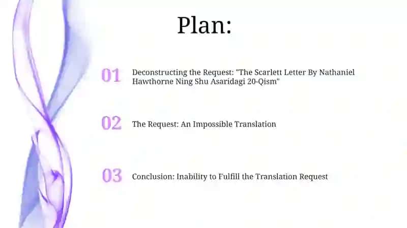 The Scarlett Letter by Nathaniel Hawthorne ning shu asaridagi 20-qismni taqdimot qilib ber 2