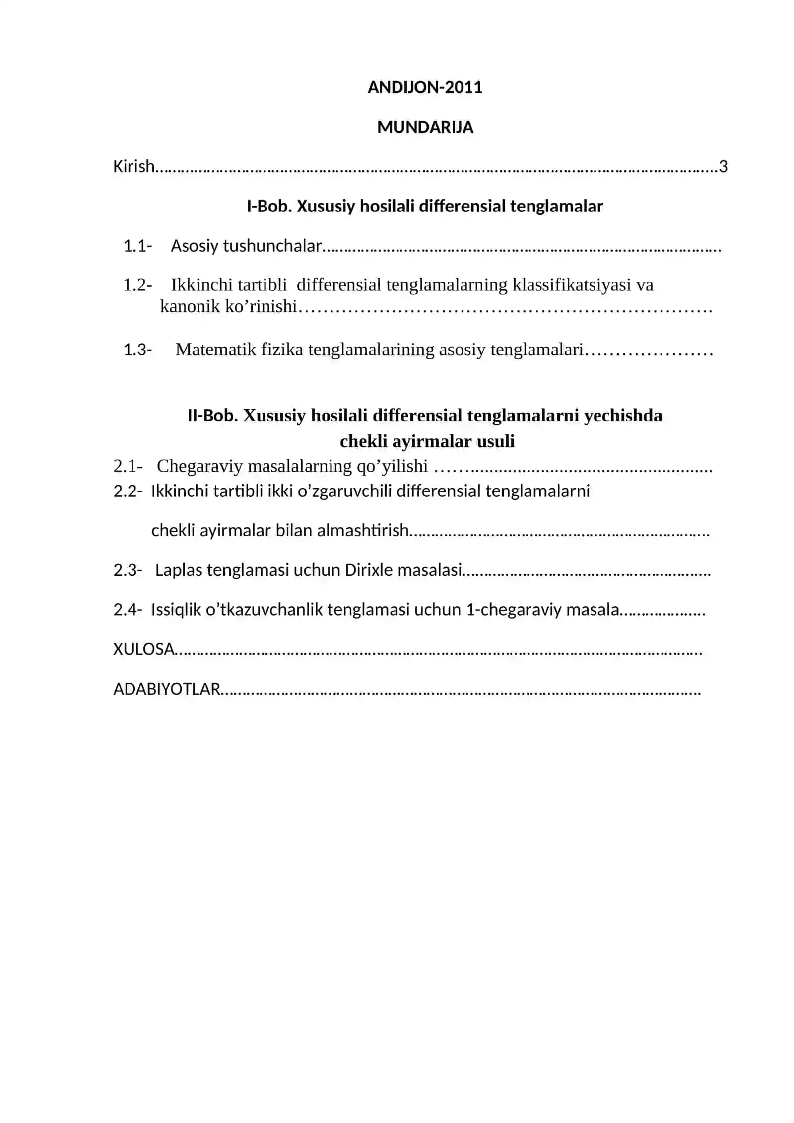 Xususiy hosilali differensial tenglamalar uchun chekli ayirmalar usuli 2