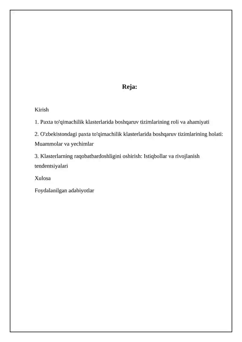 Paxta to'qimachilik klasterlarida boshqaruv tizimlarining roli va ahamiyati 2