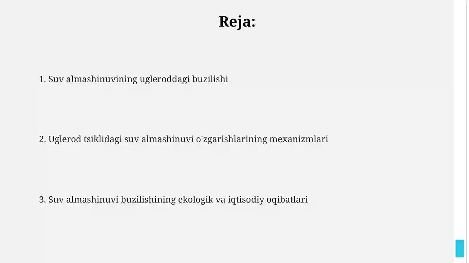 Karbon suvlarning almashinuvining buzulishi 2