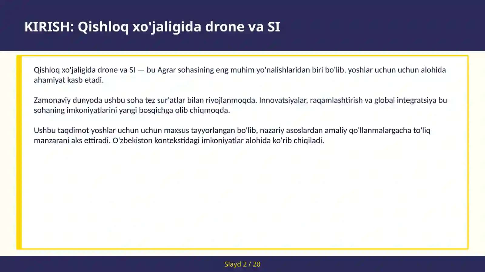 Qishloq xo'jaligida drone va SI 2