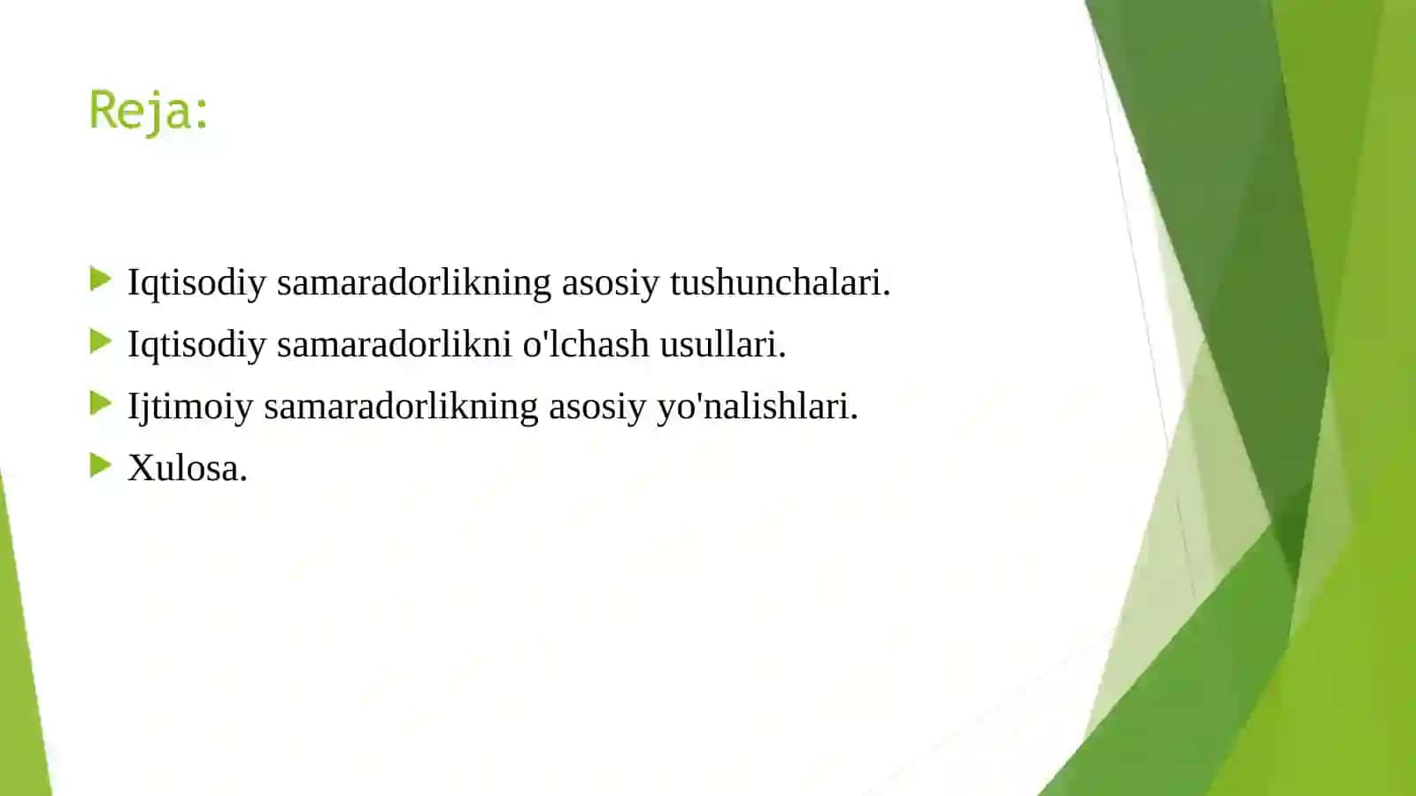 Iqtisodiy samaradorlikning asosiy tushunchalari 2