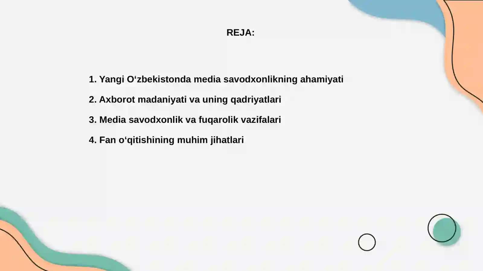 Yangi Oʻzbekistonda media savodxonlikning oʻqitilishi 2