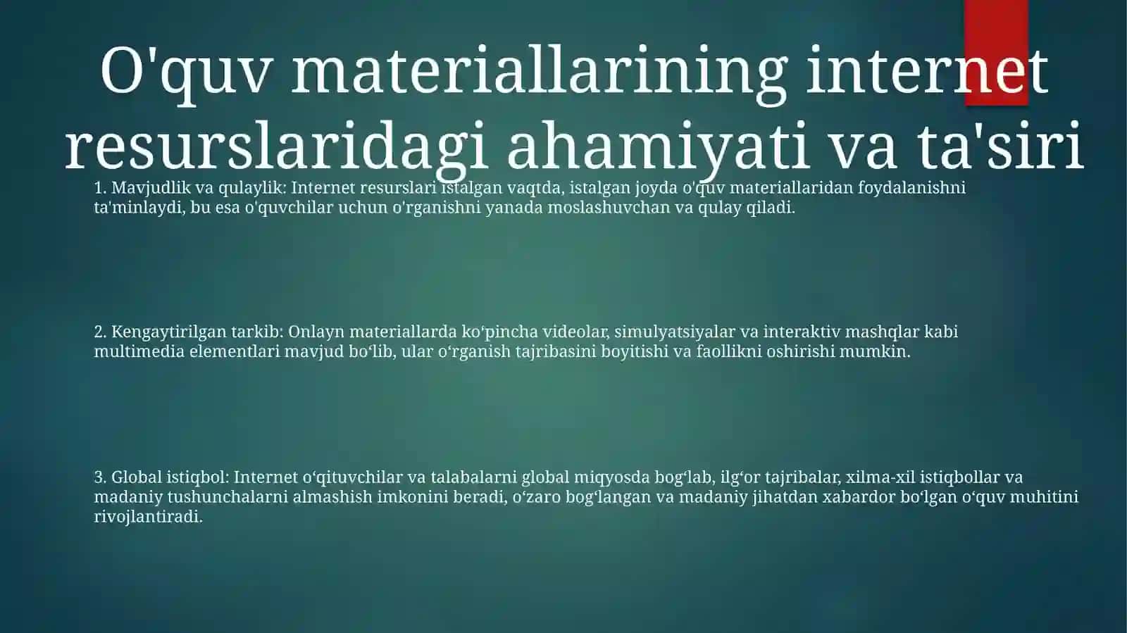 Internet Resurslaridagi OʻQuvMateriallariniTahlil 2