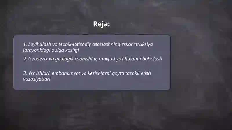 Avtomobil yoʻllarini rekonstruksiya qilishda bajariladigan ishlarning oʻziga xos tomonlari 2