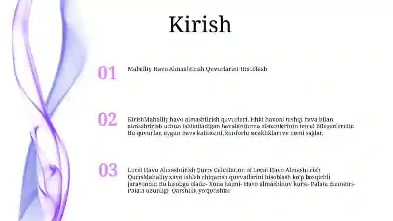 Mahalliy Havo Almashtirish Quvirlarini Hisoblash 2