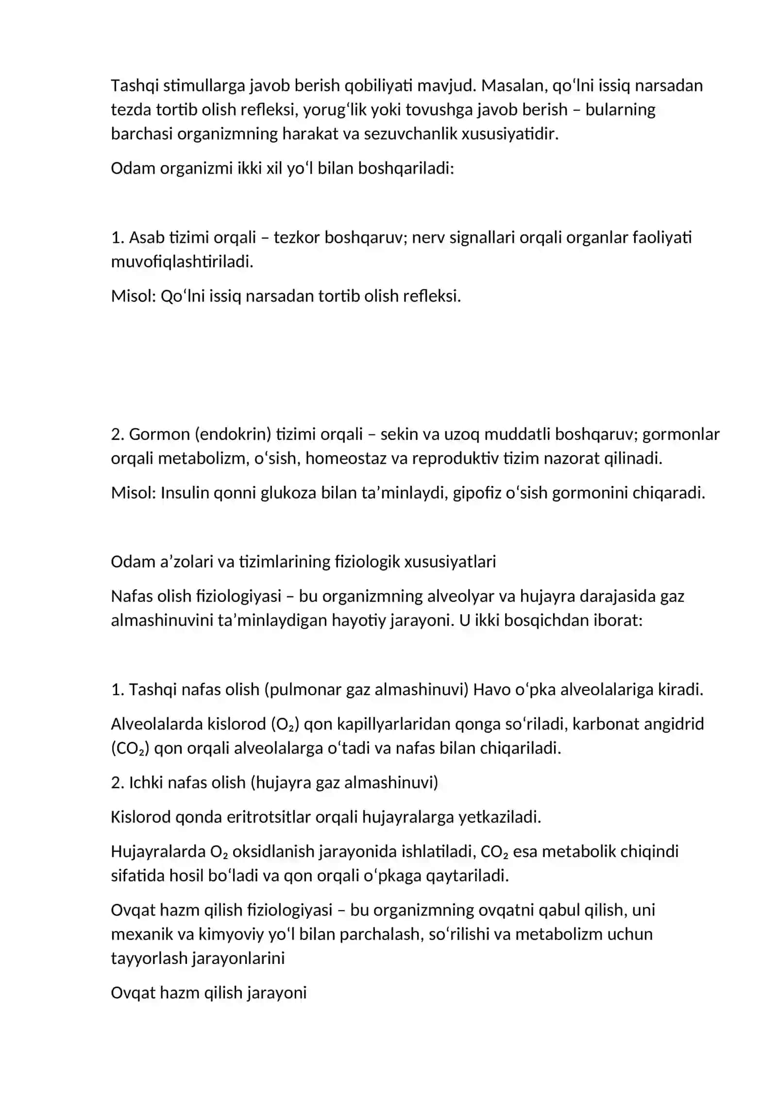 Odam fiziologiyasi 2