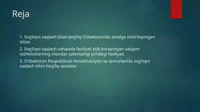 O‘zbekiston Respublikasi Konstitutsiyasida sog‘liqni saqlashga oid muhim qoidalar. 2