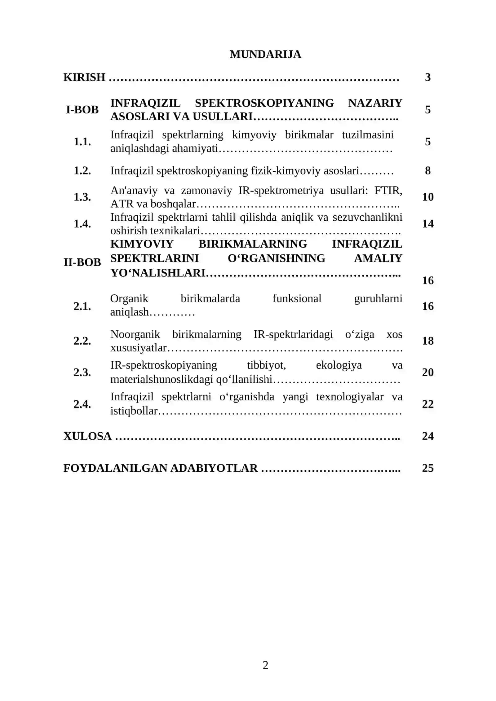 KIMYOVIY BIRIKMALARNING INFRAQIZIL SPEKTRLARINI O'RGANISH 2