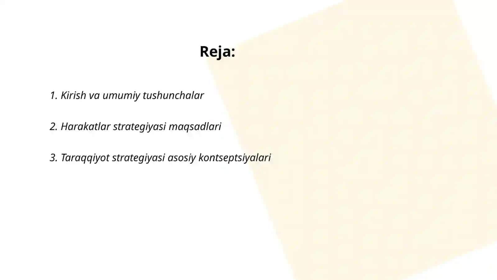 Harakatlar stragiyasidan-taraqqiyot strategiyasi sari 2