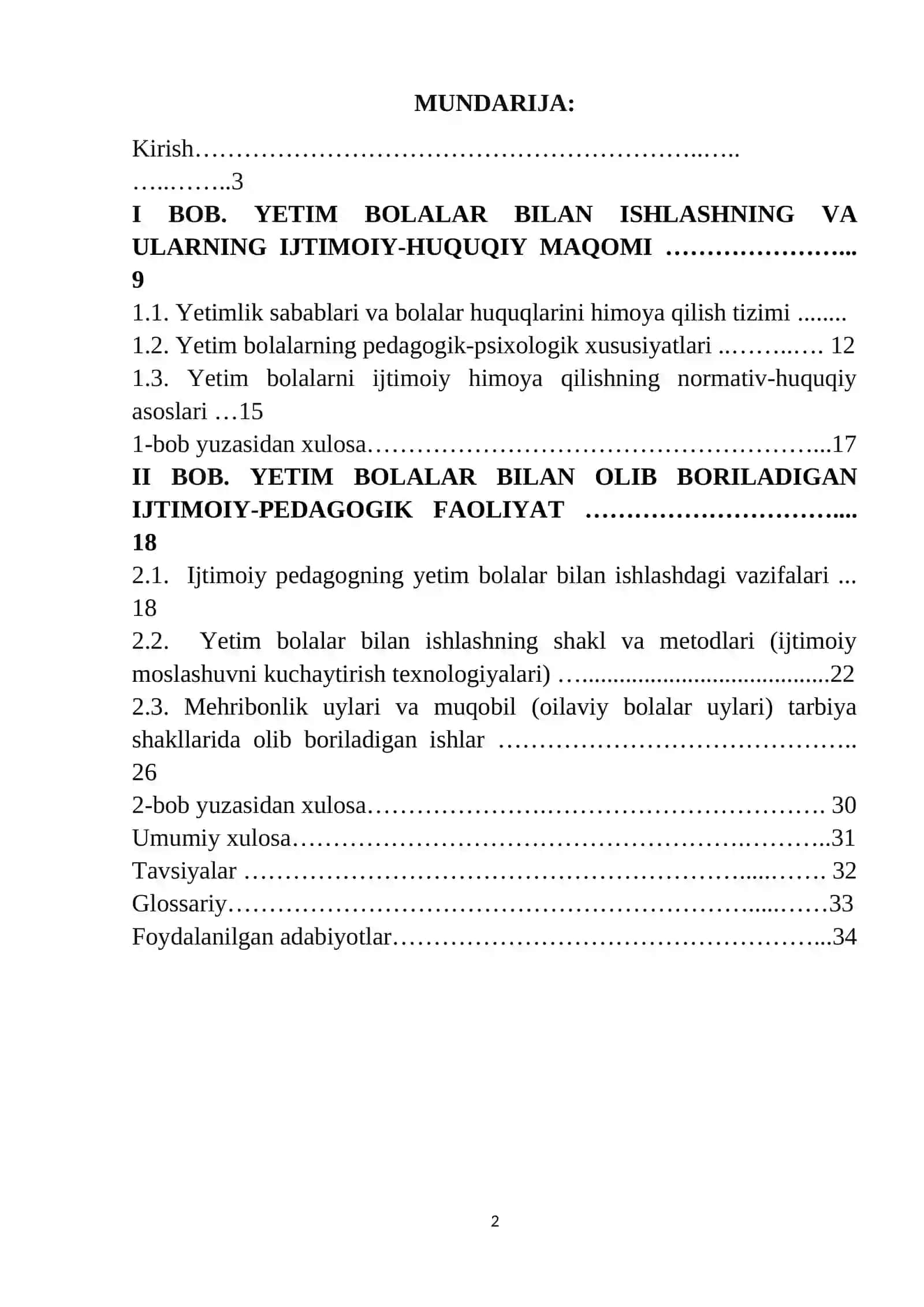 Yetim bolalar bilan olib boriladigan faoliyat 2