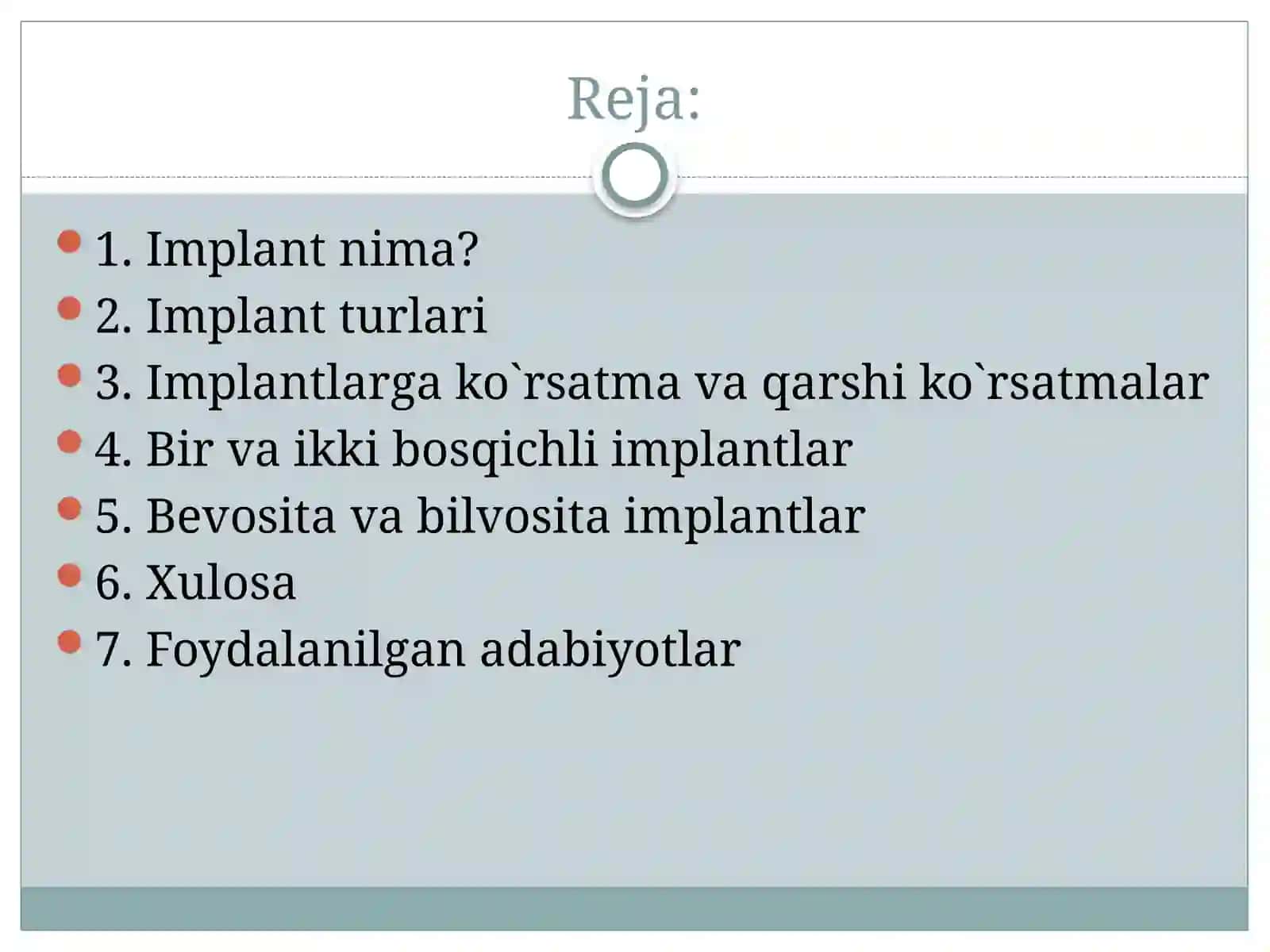 Tishimplantlari, ko`rsatmavaqarshiko`rsatmalar, implantatsiya bosqichlari va usullari 2
