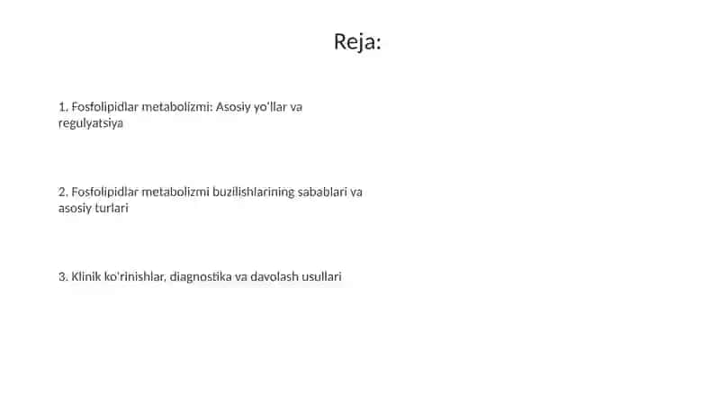 Fosfolipidlar almashinuvi buzilishi 2
